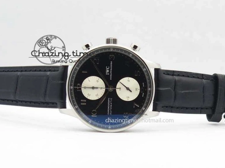 MIROTIME 0313 Modern Portuguese IW371404 ZF V3 1:1 Best Edition SS Black Dial On Black Leather Strap A 7267